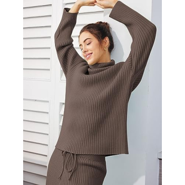 LILLUSORY Women's Cozy Ribbed Knit Winter Lounge Set