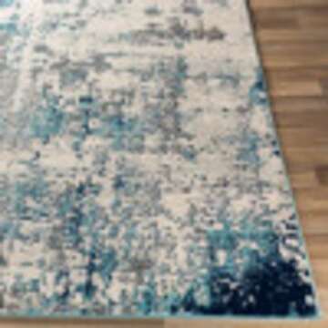 Livabliss Arti Modern Abstract Area Rug,7'10" x 10'3",Dark Blue/Aqua