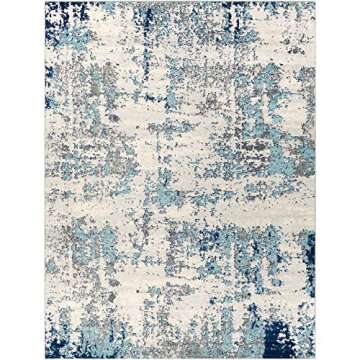 Livabliss Arti Modern Abstract Area Rug,7'10" x 10'3",Dark Blue/Aqua