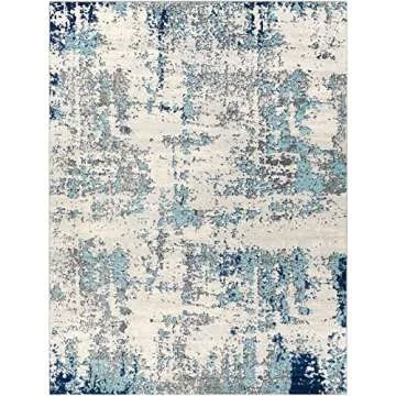 Livabliss Arti Modern Abstract Area Rug,7'10" x 10'3",Dark Blue/Aqua