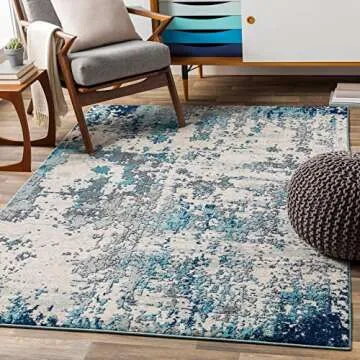 Livabliss Arti Modern Abstract Area Rug,7'10" x 10'3",Dark Blue/Aqua