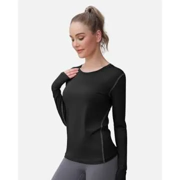 WANAYOU Women's 3 Pack Compression Shirt Moisture Wicking Long Sleeve Running Athletic T-Shirt Workout Yoga Skiing Tops Winter Baselayer (3 Pack(Black+White+Grey), Medium)