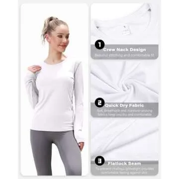 WANAYOU Women's 3 Pack Compression Shirt Moisture Wicking Long Sleeve Running Athletic T-Shirt Workout Yoga Skiing Tops Winter Baselayer (3 Pack(Black+White+Grey), Medium)