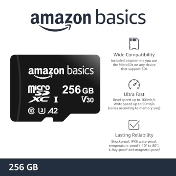 Amazon Basics 256GB Micro SDXC Card with Adapter Power