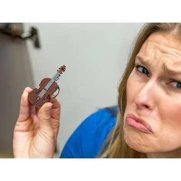 DR DINGUS World's Smallest Violin - Original Sad Music - Pocket-Sized Tiny Violin Keychain Symphony of Empathy - Plays a Touchingly Sad Song - Silly Gag Gift to Playfully Pluck Heartstrings
