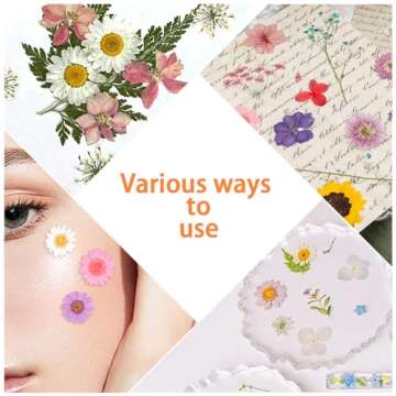 200Pcs Dried Pressed Flowers Resin Mould Real Flowers Natural Dry Leaves Bulk Mixed Colorful Herbs Kit with Tweezers for Scrapbooking DIY Candle Jewelry Crafts Making Nails Decoration(Multicolor)