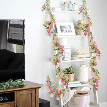 HO2NLE Silk Flower Garland Artificial Sunflower Garland Fake Hanging Vines with Daisy Flowers for Wa...