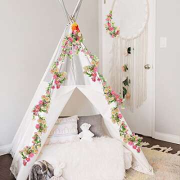 HO2NLE Silk Flower Garland Artificial Sunflower Garland Fake Hanging Vines with Daisy Flowers for Wall Home Party Wedding Indoor Outdoor Spring Decor