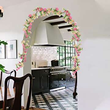 HO2NLE Silk Flower Garland Artificial Sunflower Garland Fake Hanging Vines with Daisy Flowers for Wall Home Party Wedding Indoor Outdoor Spring Decor