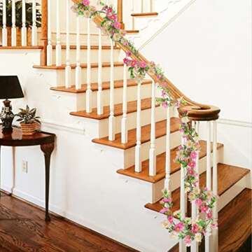 HO2NLE Silk Flower Garland Artificial Sunflower Garland Fake Hanging Vines with Daisy Flowers for Wall Home Party Wedding Indoor Outdoor Spring Decor