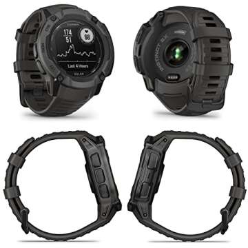 Wearable4U Garmin Instinct 2X Solar Rugged 50 mm GPS Smartwatch, Graphite with Power Glass Lens, LED...