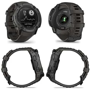 Wearable4U Garmin Instinct 2X Solar Rugged 50 mm GPS Smartwatch, Graphite with Power Glass Lens, LED...