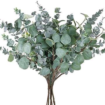 Winlyn 6 Pcs Tall Eucalyptus Stems Fake Greenery with Fake Eucalyptu Leaves Real Touch Greenery Artificial Green Floral Picks 35" Tall for Bouquets Wreaths Vase Table Centerpieces Wedding Shower Decor