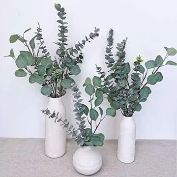 Winlyn 6 Pcs Tall Eucalyptus Stems Fake Greenery with Fake Eucalyptu Leaves Real Touch Greenery Artificial Green Floral Picks 35" Tall for Bouquets Wreaths Vase Table Centerpieces Wedding Shower Decor