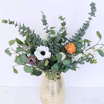 Winlyn 6 Pcs Tall Eucalyptus Stems Fake Greenery with Fake Eucalyptu Leaves Real Touch Greenery Artificial Green Floral Picks 35" Tall for Bouquets Wreaths Vase Table Centerpieces Wedding Shower Decor