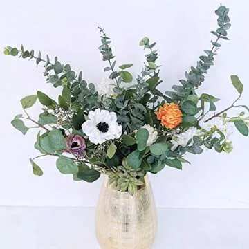 Winlyn 6 Pcs Tall Eucalyptus Stems Fake Greenery with Fake Eucalyptu Leaves Real Touch Greenery Artificial Green Floral Picks 35" Tall for Bouquets Wreaths Vase Table Centerpieces Wedding Shower Decor