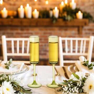 Elegant 6 Piece Green Champagne Flute Set for Celebrations