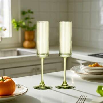 Elegant 6 Piece Green Champagne Flute Set for Celebrations