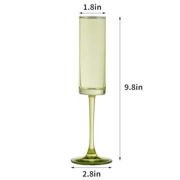 Elegant 6 Piece Green Champagne Flute Set for Celebrations