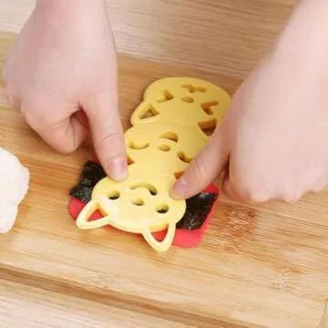 Fellibay Bento Accessories Sushi Mold Rice Ball Mold Cartoon Cat Pattern Sushi Bento Nori Kitchen Rice Decor Kits Sandwich DIY Kitchen Tools for Baby Kids Meal