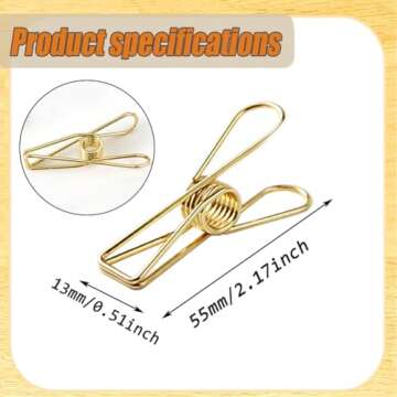 HWAQHDYL Rurili 20 Pieces Metal Wire Hollow Out Multi-Purpose Utility Clips Invoice Bill Paper Clips...
