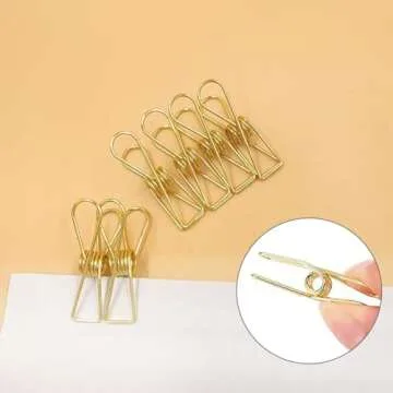 20 Pack Gold Utility Clips for Home and Office Organization