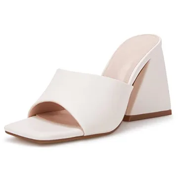 VETASTE Women's Heeled Mules - Stylish Open Toe Block Heels for Every Occasion