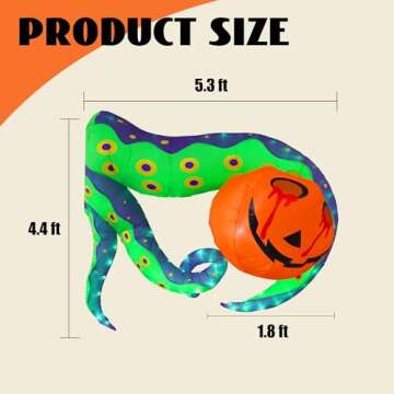 Dazzle Bright 5.3 FT Halloween Inflatable Decoration, Pumpkin with Octopus Tentacle Broke Out from W...