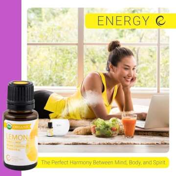 Organic Lemon Essential Oil 15ml - Pure Citrus Aroma