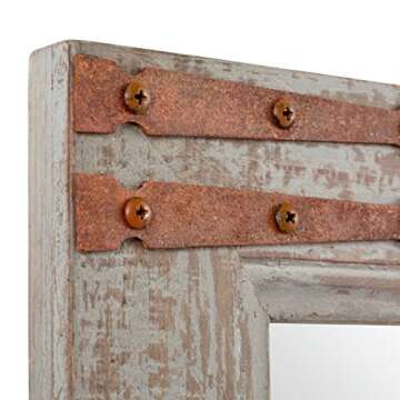 Amazon Brand – Stone & Beam Vintage-Look Rectangular Hanging Wall Frame Mirror Decor, 36.25 Inch Height, Gray