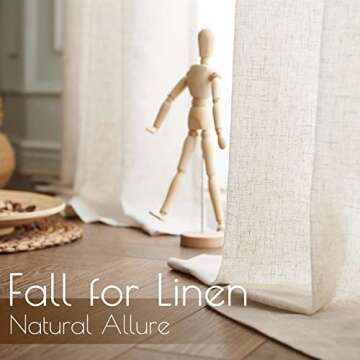 jinchan Linen Curtains, Light Filtering Window Drapes with Grommet Top, Linen Beige Crude Curtains 2 Panels for Living Room Farmhouse Bedroom (W50 x L108, Ecru)