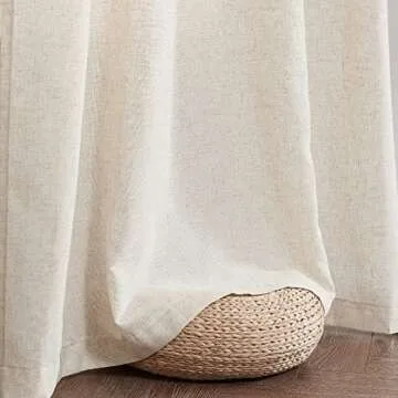 jinchan Linen Curtains, Light Filtering Window Drapes with Grommet Top, Linen Beige Crude Curtains 2 Panels for Living Room Farmhouse Bedroom (W50 x L108, Ecru)