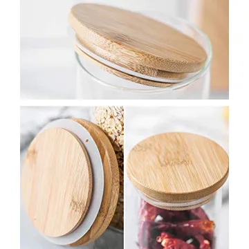 Lawei 51 oz Glass Storage Jars with Bamboo Lids