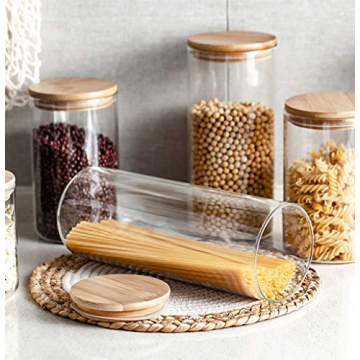 Lawei 51 oz Glass Storage Jars with Bamboo Lids