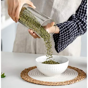 Lawei 51 oz Glass Storage Jars with Bamboo Lids