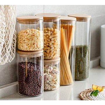 Lawei 51 oz Glass Storage Jars with Bamboo Lids