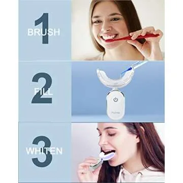 MySmile Teeth Whitening Kit with LED Light, 3 Non-Sensitive Teeth Whitening Gel and Tray, Deluxe 10 Min Fast-Result Carbamide Peroxide Teeth Whitener, Help Remove Teeth Stain from Coffee