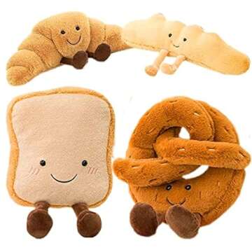 Croissant Plush Bread Pillow Toy, Food Plush Pillow Cute Plush Stuffed Animals Toy Funny Soft Food Plushies Toy for Gifts for Kids Birthday