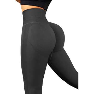SUUKSESS Women Seamless Butt Lifting High Waisted Leggings Ombre Contour Yoga Pants (Black, S)