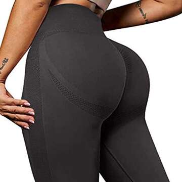 SUUKSESS Women Seamless Butt Lifting High Waisted Leggings Ombre Contour Yoga Pants (Black, S)