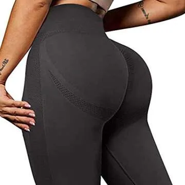 SUUKSESS Women Seamless Butt Lifting High Waisted Leggings Ombre Contour Yoga Pants (Black, S)