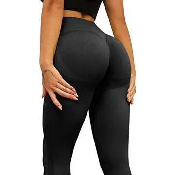 SUUKSESS Women Seamless Butt Lifting High Waisted Leggings Ombre Contour Yoga Pants (Black, S)