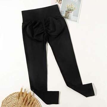 SUUKSESS Women Seamless Butt Lifting High Waisted Leggings Ombre Contour Yoga Pants (Black, S)