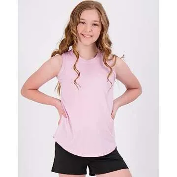 4 Pack: Girls Active Athletic Quick Dry Fit Tank Top Tee Essentials Soccer Sports Tops Tees Shirts T...