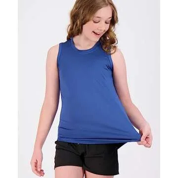 4 Pack: Girls Active Athletic Quick Dry Fit Tank Top Tee Essentials Soccer Sports Tops Tees Shirts Tshirts Gym Young Teen Yoga Gymnastics Sleeveless Summer Essentials Undershirts - Set 1, M (10-12)