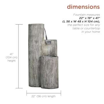 Alpine Corporation GIL1482 41” Outdoor 3-Tiered Weathered Stone Water Fountain with Natural Stone Look - Garden Water Feature for Patio, Lawn & Yard Decoration, Gray