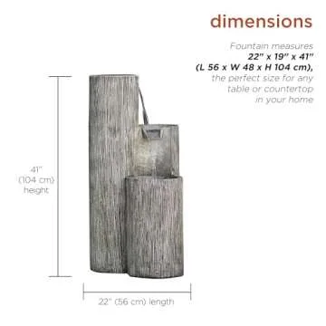 Alpine Corporation GIL1482 41” Outdoor 3-Tiered Weathered Stone Water Fountain with Natural Stone Look - Garden Water Feature for Patio, Lawn & Yard Decoration, Gray