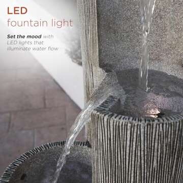 Alpine Corporation GIL1482 41” Outdoor 3-Tiered Weathered Stone Water Fountain with Natural Stone Look - Garden Water Feature for Patio, Lawn & Yard Decoration, Gray