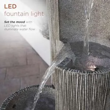 Alpine Corporation GIL1482 41” Outdoor 3-Tiered Weathered Stone Water Fountain with Natural Stone Look - Garden Water Feature for Patio, Lawn & Yard Decoration, Gray