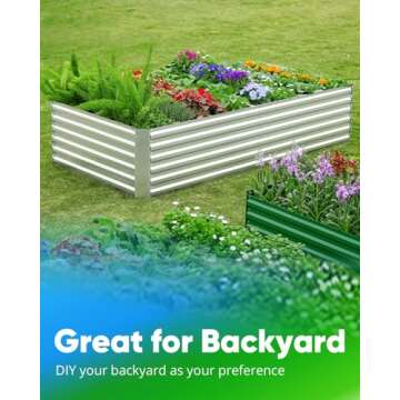 Quictent Galvanized Raised Garden Bed 6x3x2 Ft Metal Planter Box Bottomless for Backyard, Include 1 pc Tomato Cage, Silver
